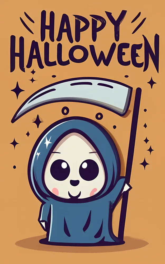 Cute Grim Reaper for Happy Halloween