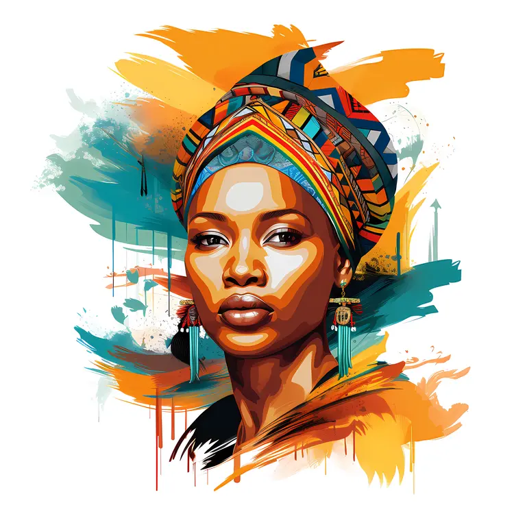 Woman with Patterned Headscarf Portrait