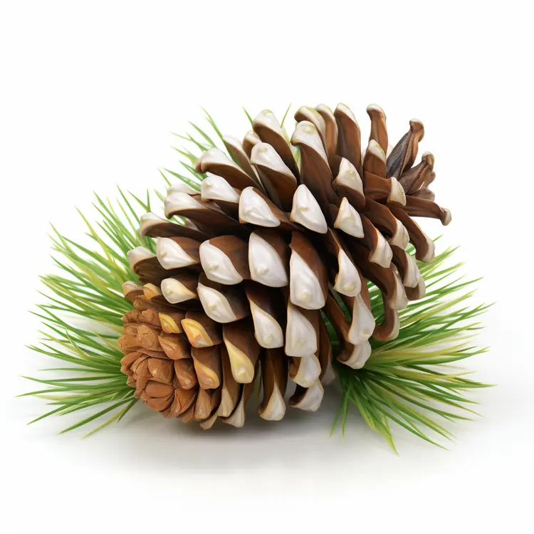 Brown Pine Cone with Green Needles