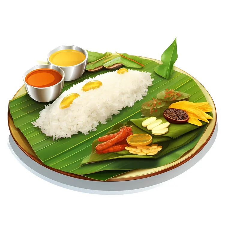 Traditional Banana Leaf Meal for Onam Festival