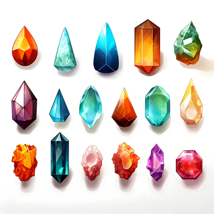 Various Colorful Crystals and Gems