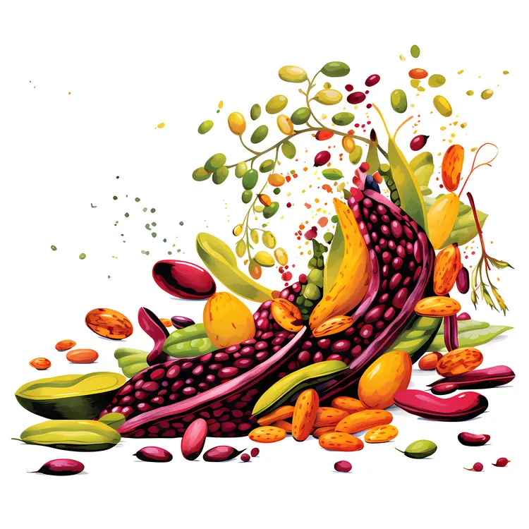 Colorful Beans and Seeds Illustration
