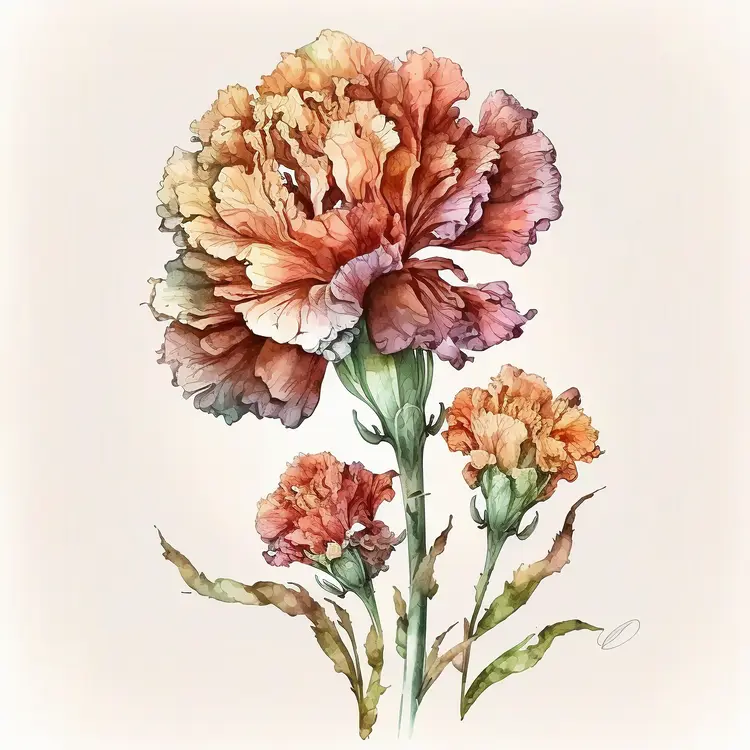 Beautiful Carnation Watercolor Illustration