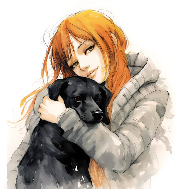 Woman Hugging Her Dog