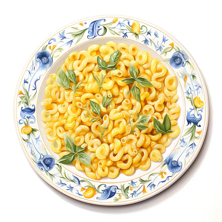 Macaroni and Cheese on Decorative Plate