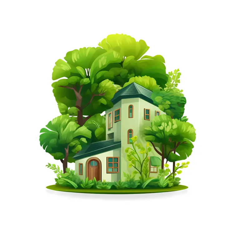 Eco-friendly House Surrounded by Trees
