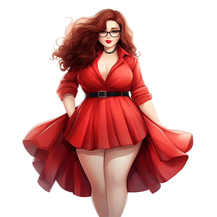 Elegant Woman in a Red Dress