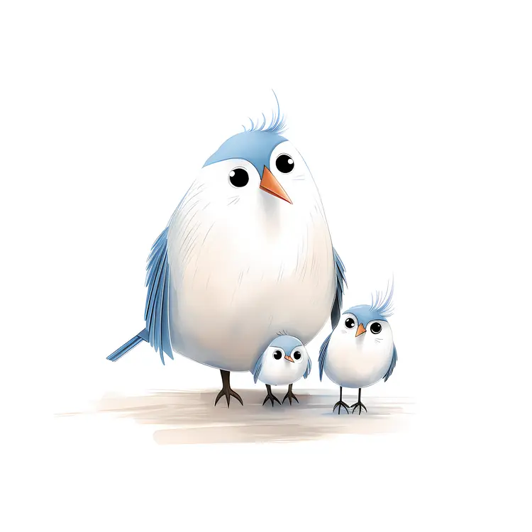 Cute Cartoon Bird Family