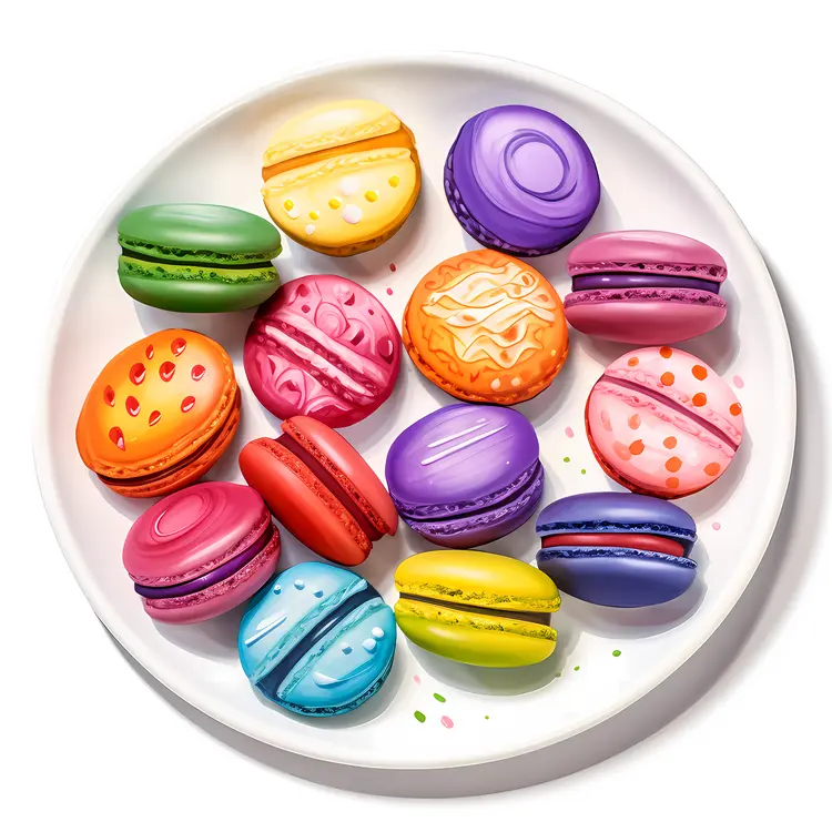 Plate of Colorful Macarons