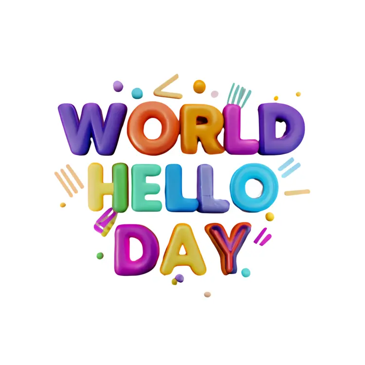 World Hello Day Text with Colorful Letters