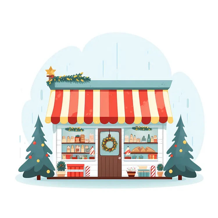 Small shop with Christmas decorations