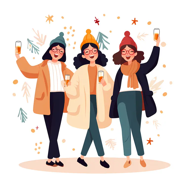 Friends Celebrating Christmas with Drinks