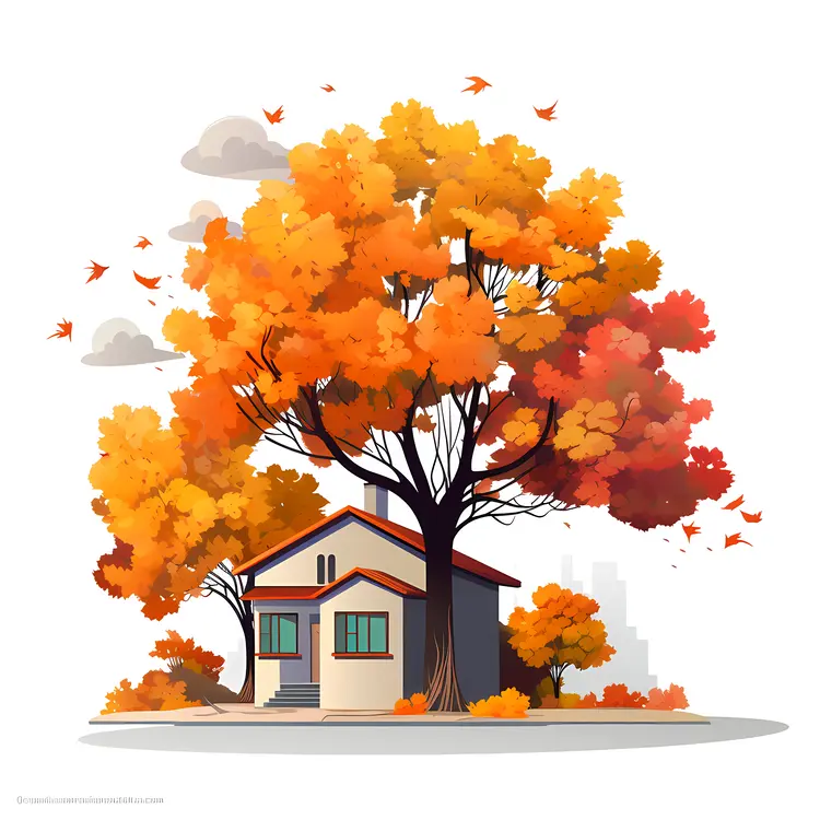 House with Autumn Trees