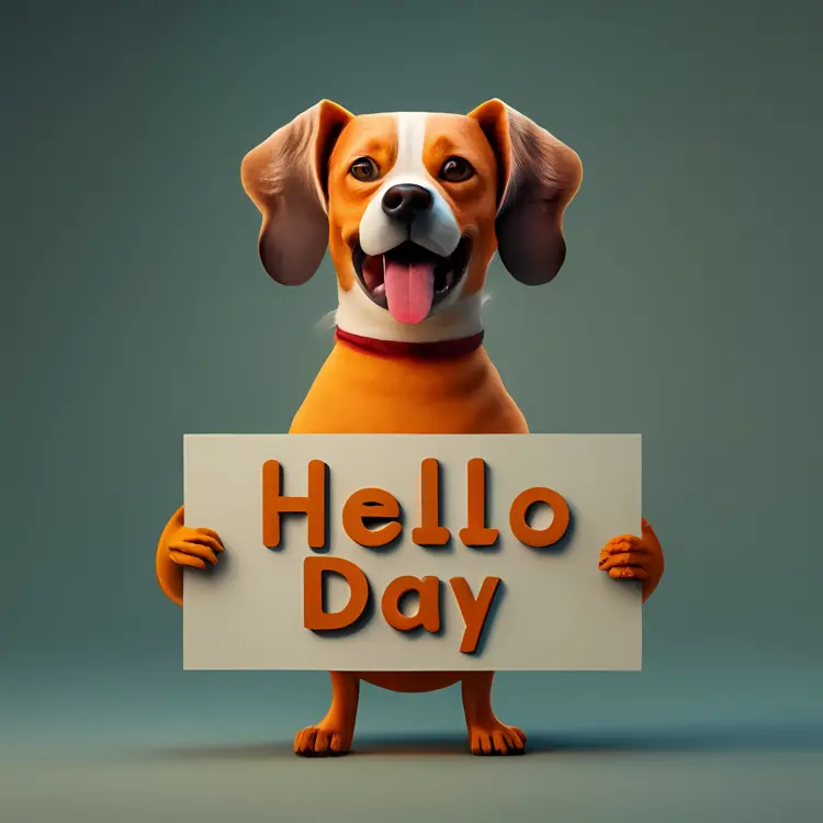 Happy Dog Celebrating Hello Day
