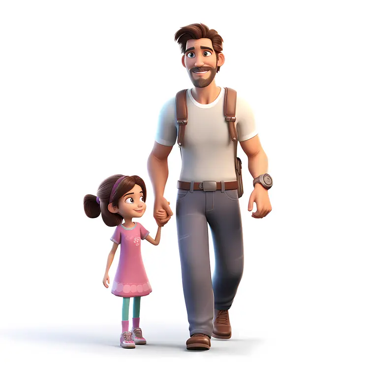 Father and Daughter Walking Together