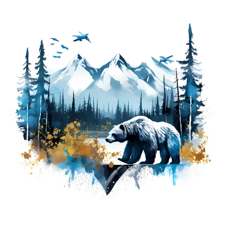 Bear in Mountain Landscape