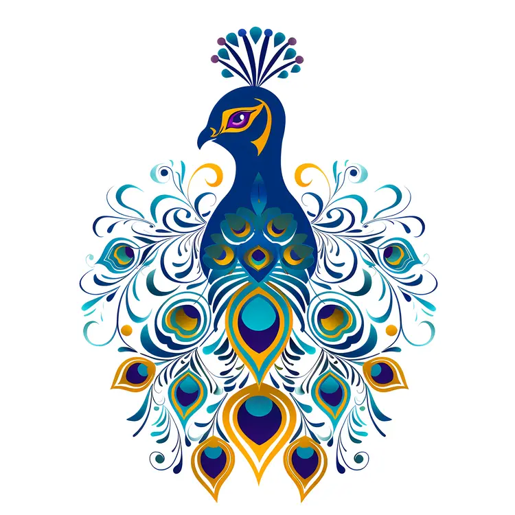 Elegant Blue Peacock Illustration