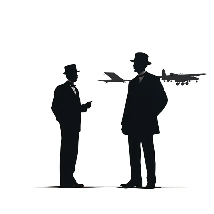 Two Men Silhouette with Aircraft