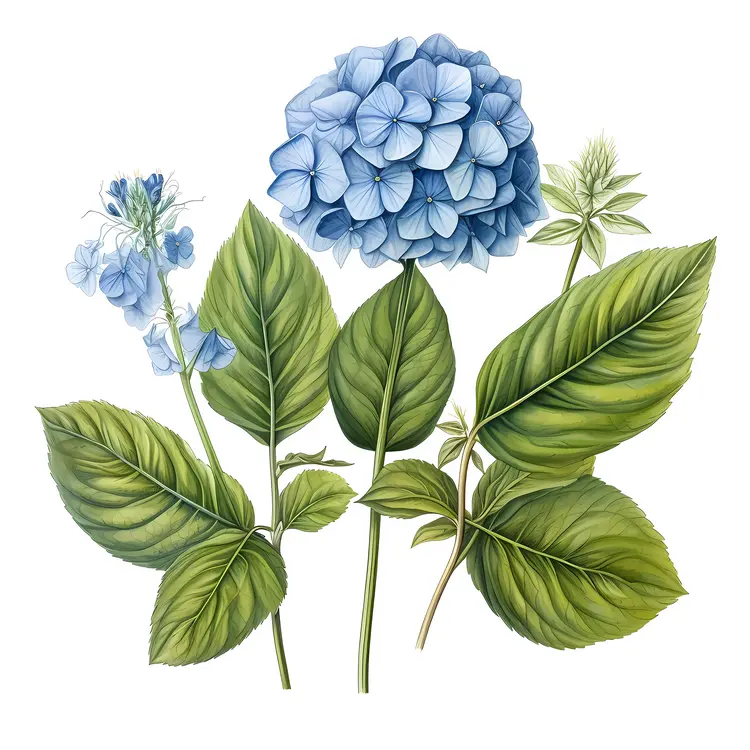 Blue Flowers with Green Leaves