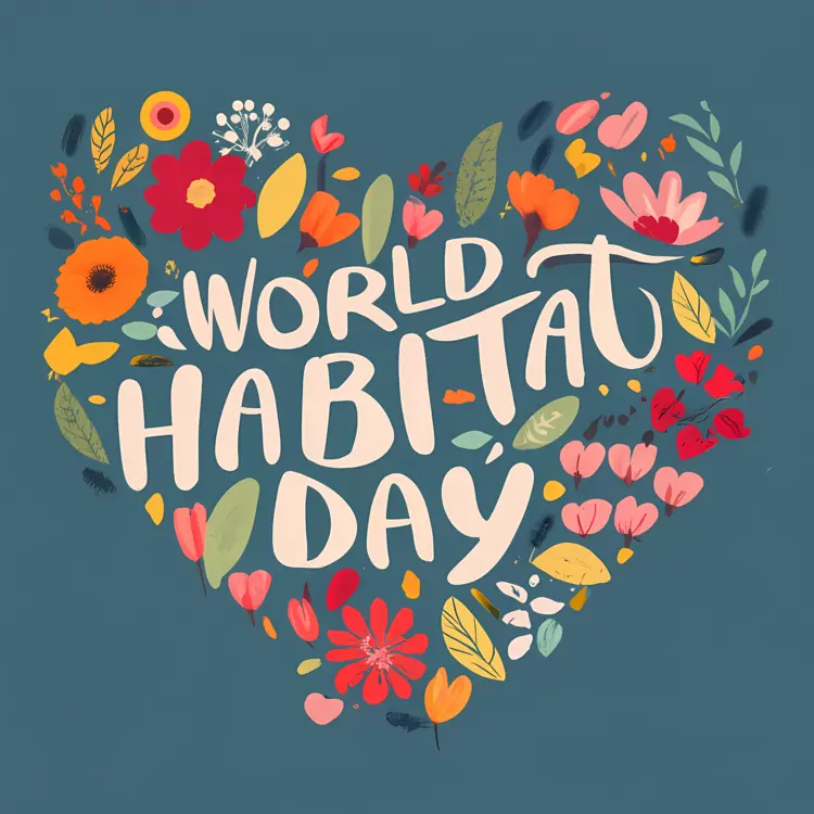 World Habitat Day Text with Flowers