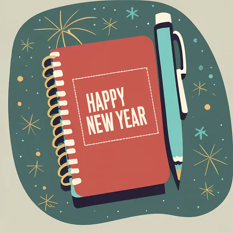 Happy New Year Notebook with Pen