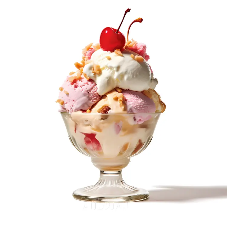 Delicious Ice Cream Sundae with Cherry on Top