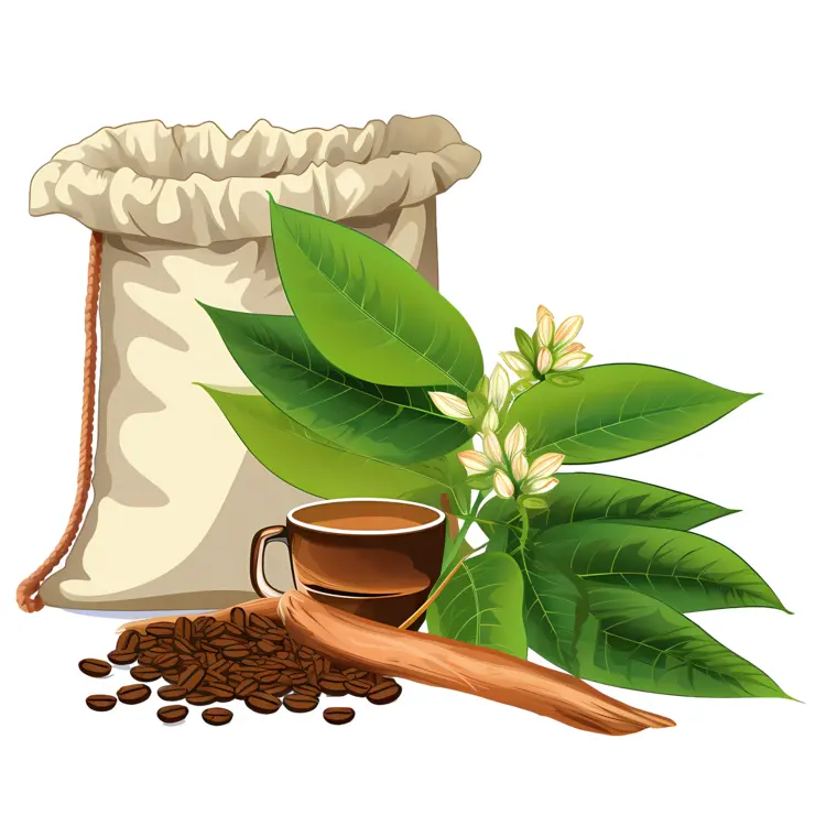 Coffee Beans with Bag and Cup