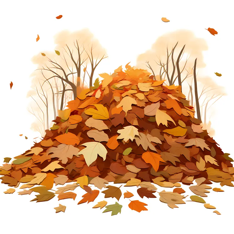 Large Pile of Autumn Leaves in the Forest