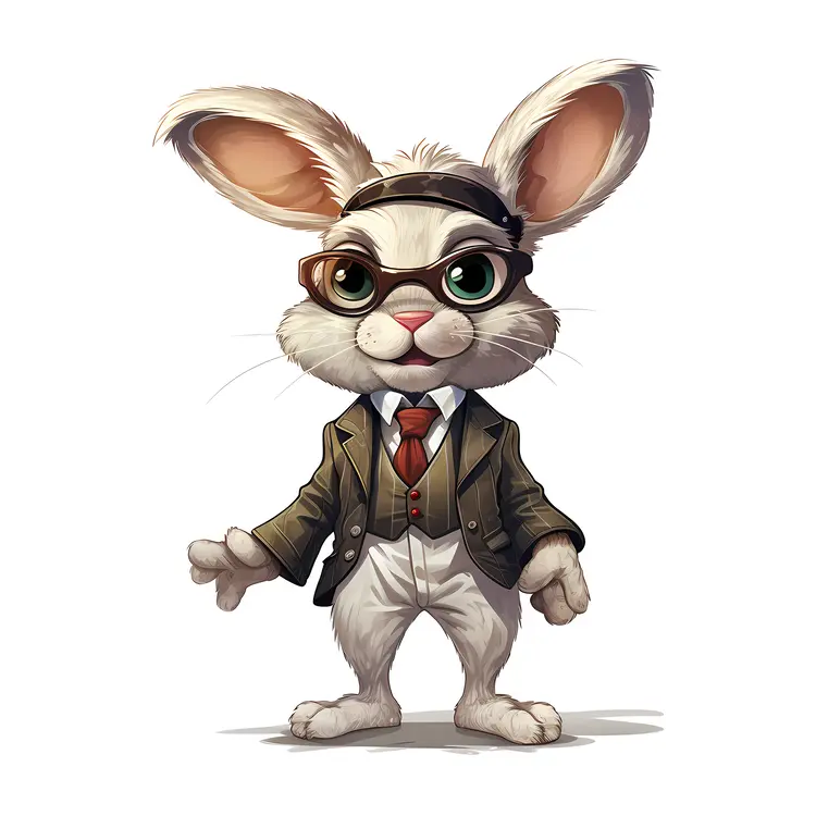 Cute Rabbit in Suit with Glasses