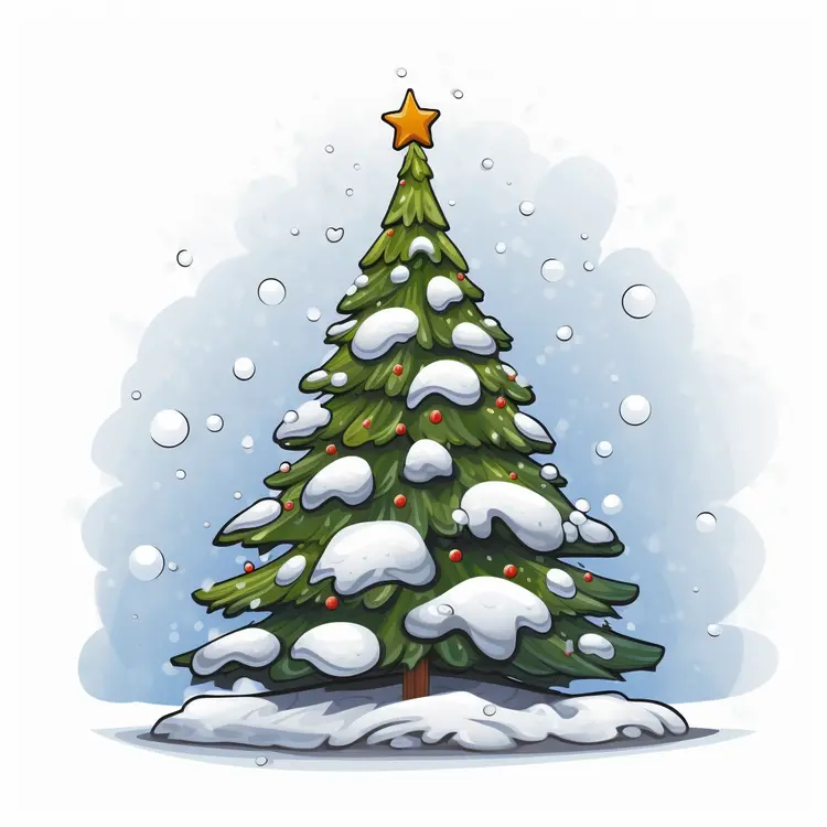 Snowy Christmas Tree with Star