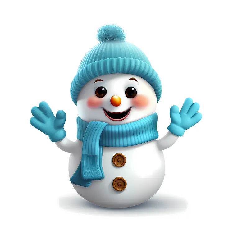 Snowman with Blue Scarf and Hat