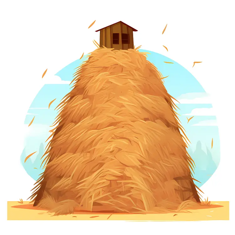 Tall Haystack with Small Barn on Top