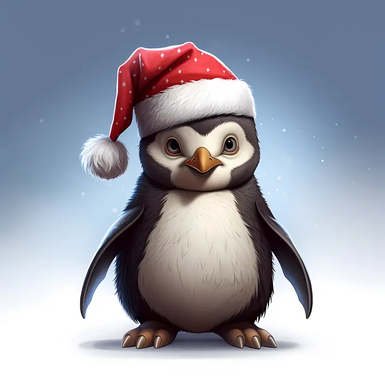 Cute Penguin with Santa Hat
