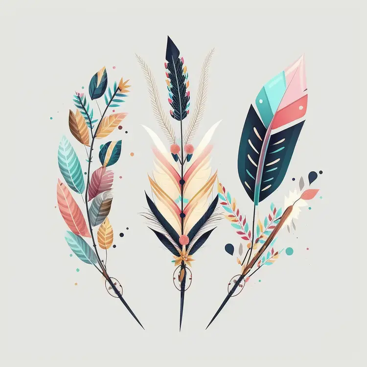 Colorful Decorative Feathers Illustration