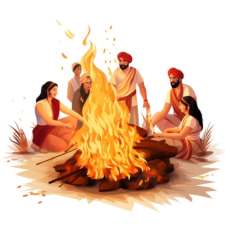 People Gathering Around a Bonfire