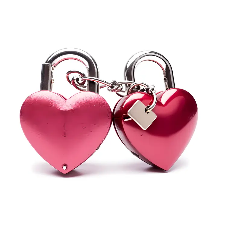 Pink Heart-shaped Padlocks with Chain