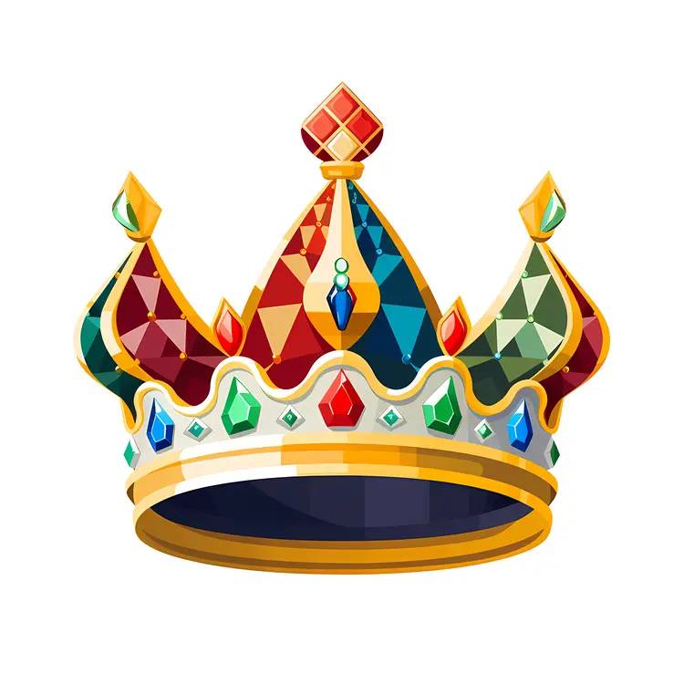 Colorful Cartoon Crown with Gems