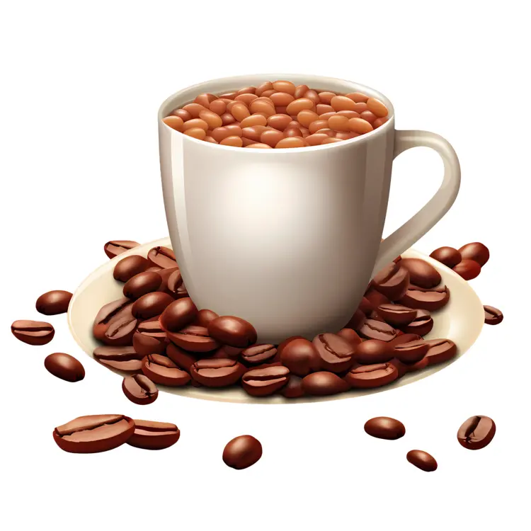 White Coffee Cup with Coffee Beans on Saucer