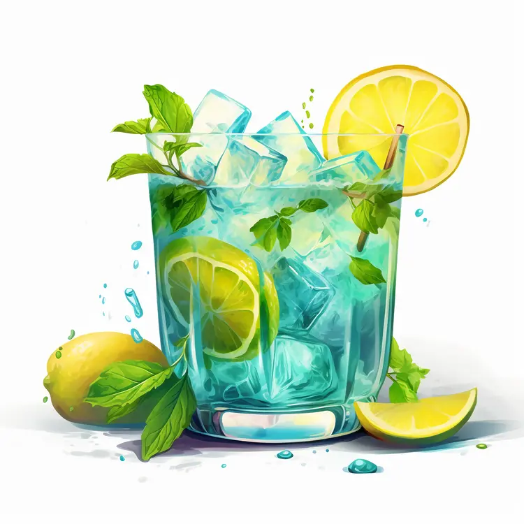 Refreshing Lemonade with Ice and Mint