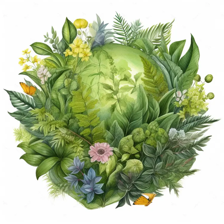 Greenery and Flowers in a Circular Arrangement
