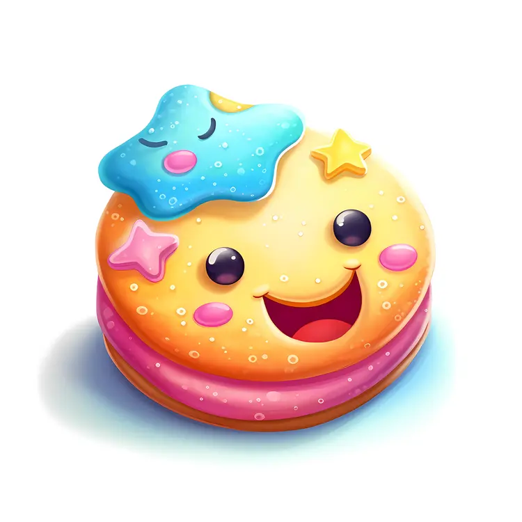 Cute Smiling Macaron Cartoon Illustration