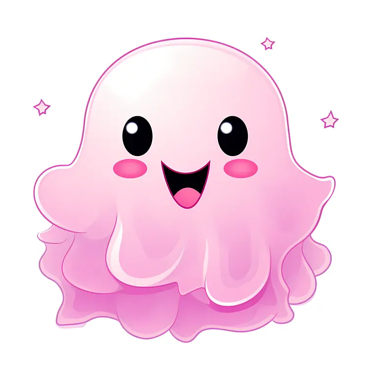 Cute Pink Jellyfish Cartoon Illustration