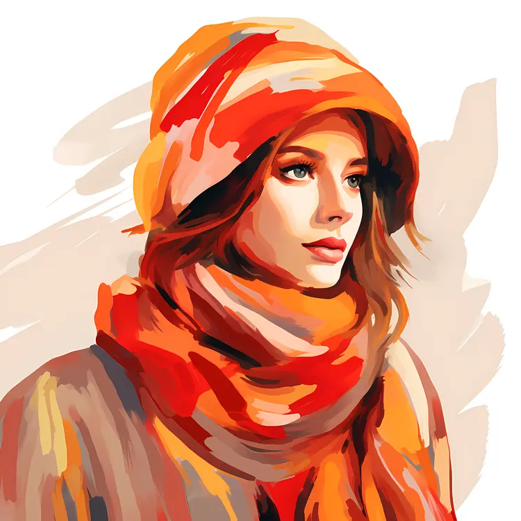 Woman in Orange Scarf