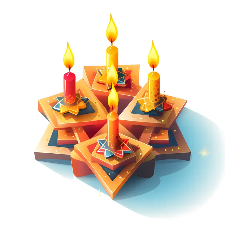 Decorative Star with Red and Yellow Candles