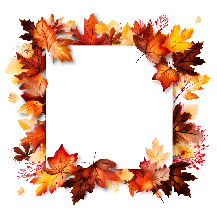 Autumn Leaves Frame with Vibrant Colors