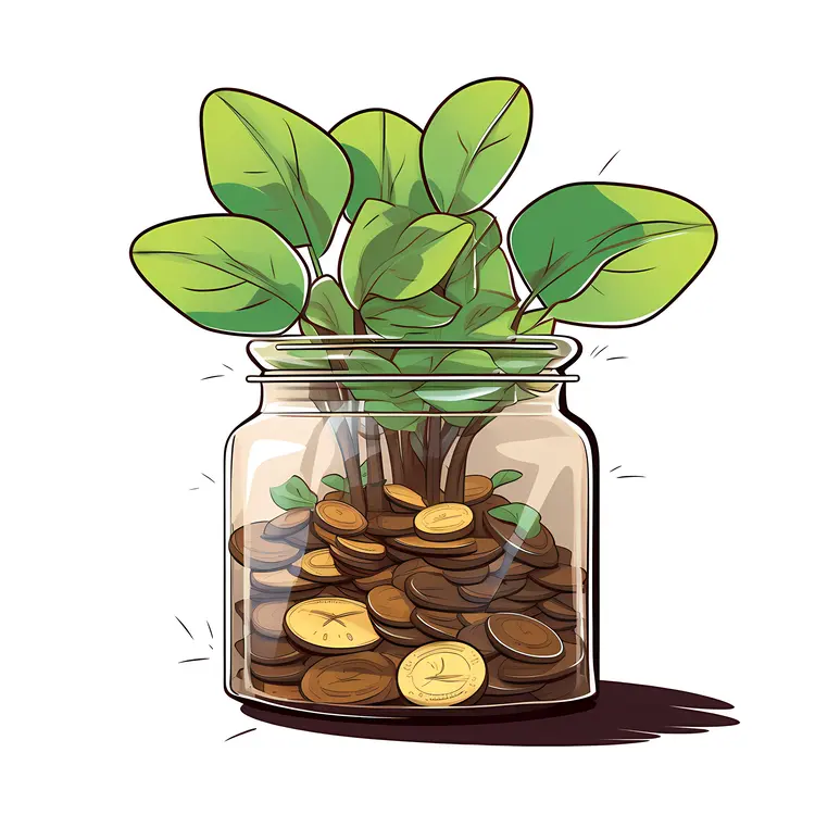 Money Plant in a Jar of Coins
