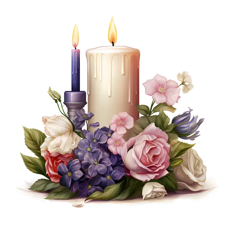 Candles and Flowers Arrangement
