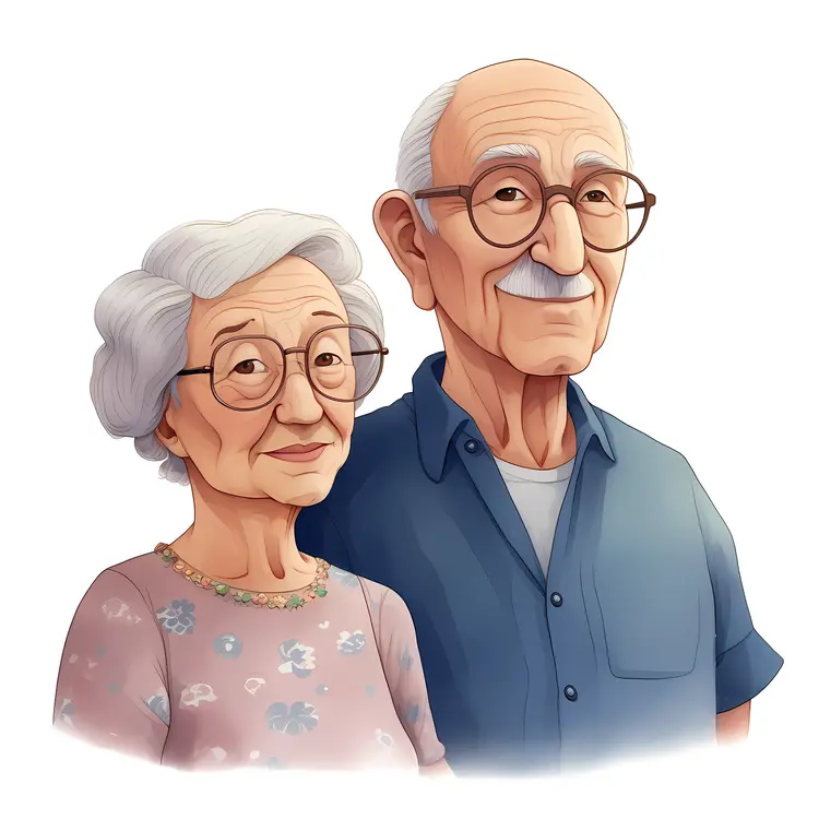 Elderly Couple Illustration for Grandparents Day