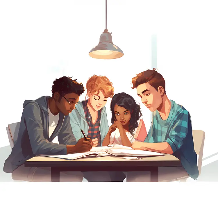 Students Collaborating in a Study Group