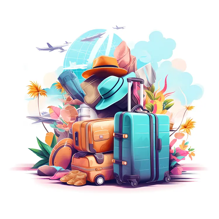 Colorful Luggage and Travel Accessories